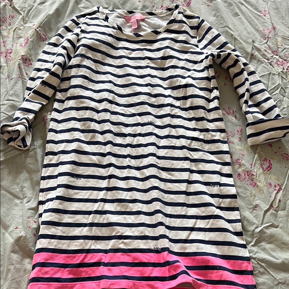 Lilly Pulitzer Navy and Pink Striped Kids Dress